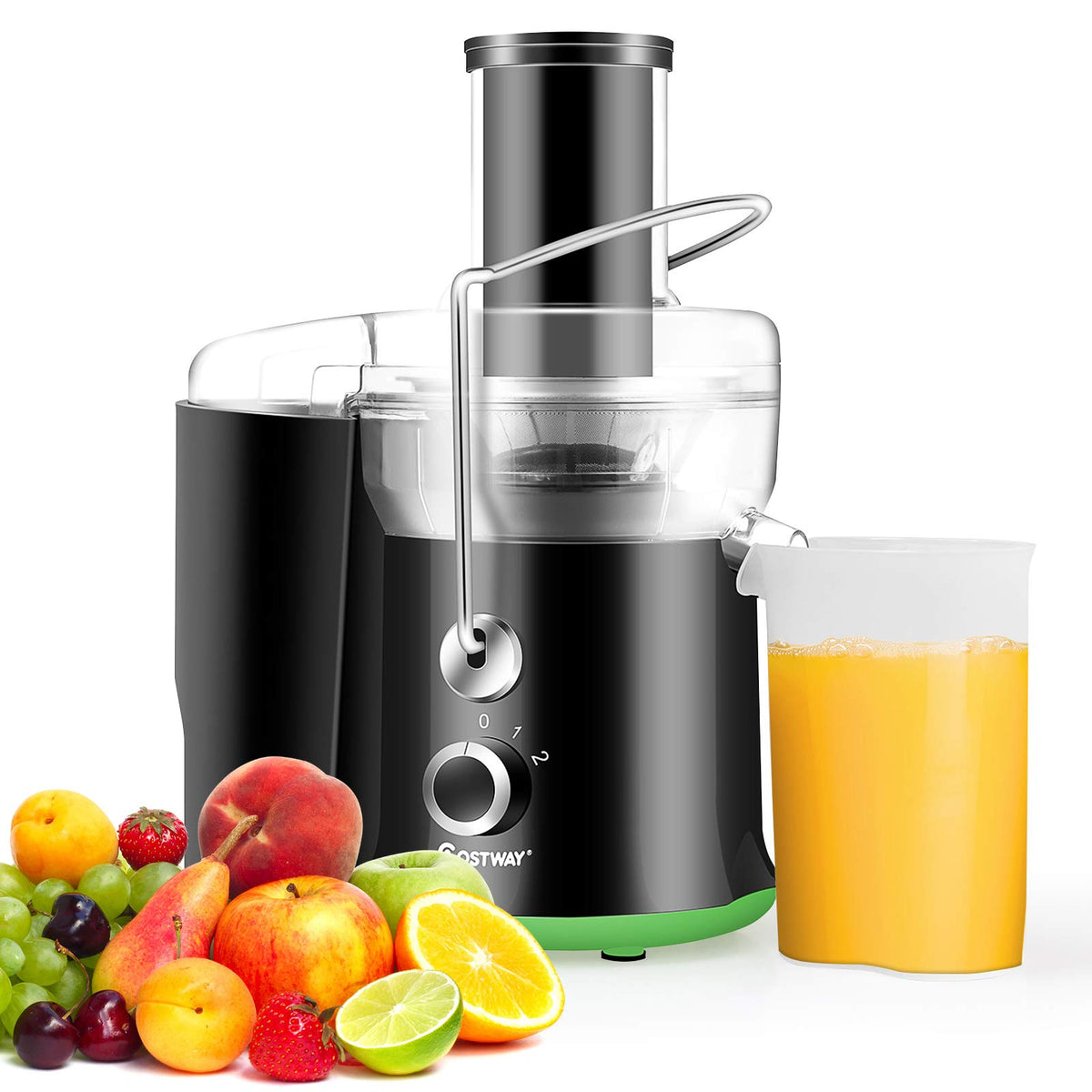 COSTWAY Juicer Machine Centrifugal Juicer with 3-Inch Wide Mouth BPA-Free Stainless Steel Juice Maker with 2-Speed Control Masticating Juice Extractor for Fruit Vegetable