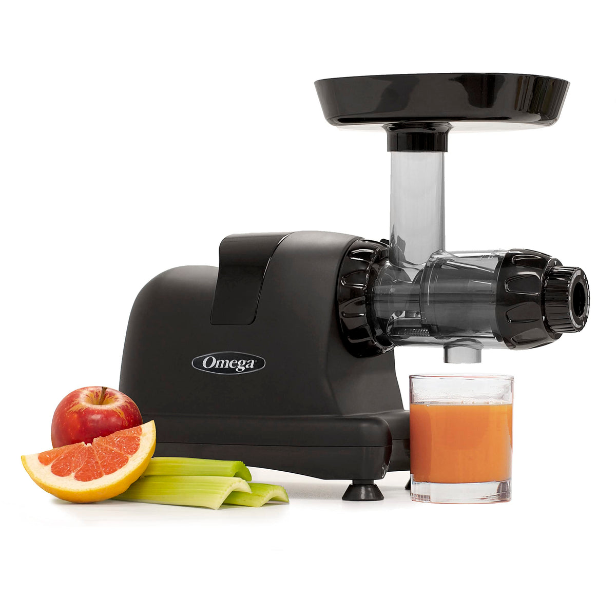 Omega Juicer J8006HDBLK Slow Masticating Cold Press Vegetable and Fruit Juice Extractor and Nutrition System Triple Stage 200-Watts Black